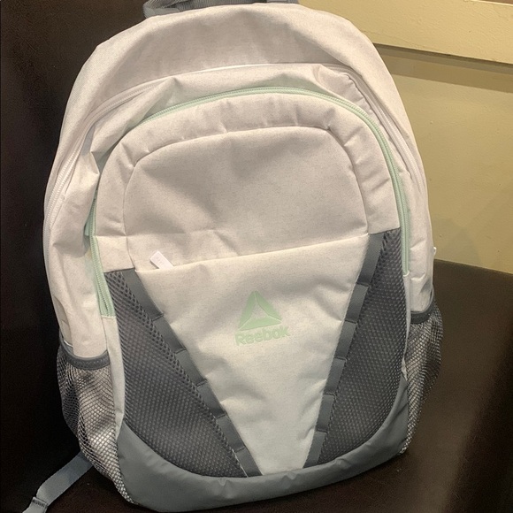 Reebok | Bags | Reebok Gray And White Backpack With Green Highlights ...